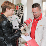 Primož Jesenko v pogovoru z novinarko <em>Foto: Matej Kristovič</em>